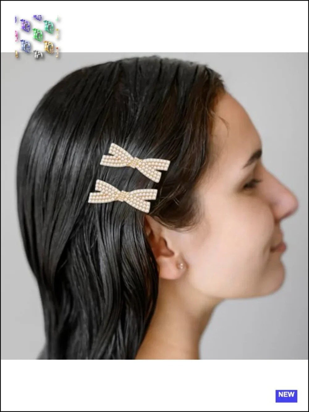 5-Piece Pearl Bow Hair Clips Set, Zinc Alloy Duckbill Claw Clips for All Hair
